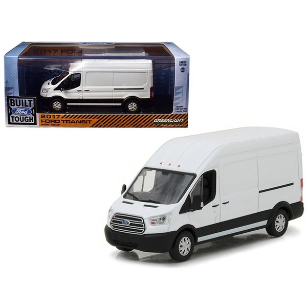 Greenlight 1 isto 43 2017 Ford Transit LWB High Roof Oxford Diecast Model Car; White 86083